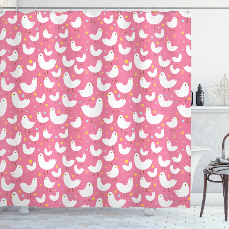 Cotton-Candy-Like Chicken Shower Curtain