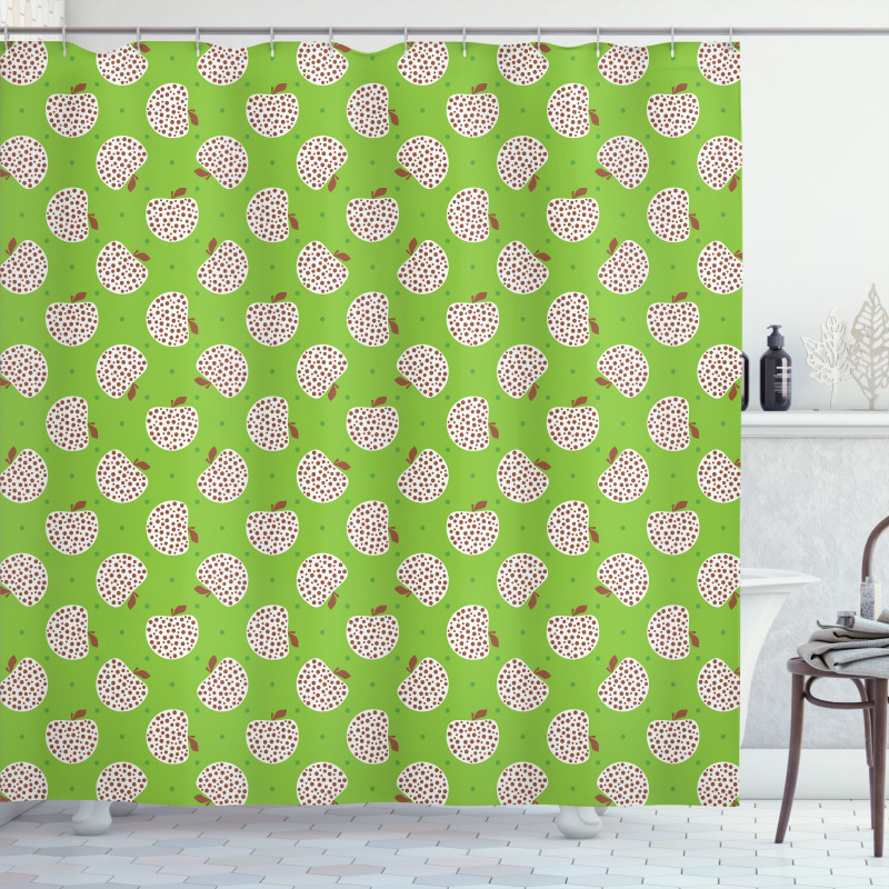 Polka Dotted Apples Shower Curtain