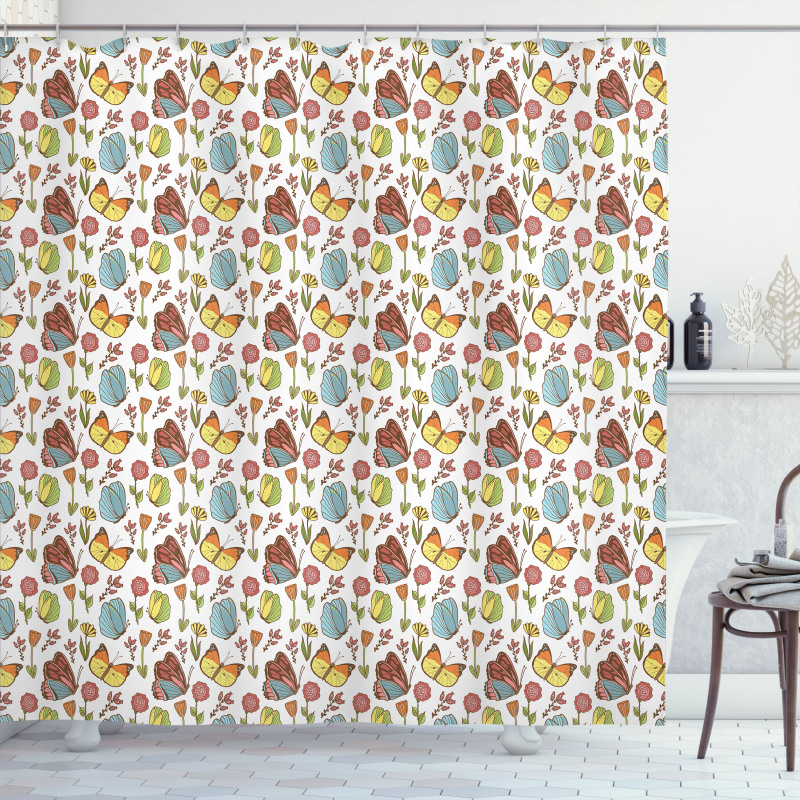 Rose Hip Plant and Peony Shower Curtain