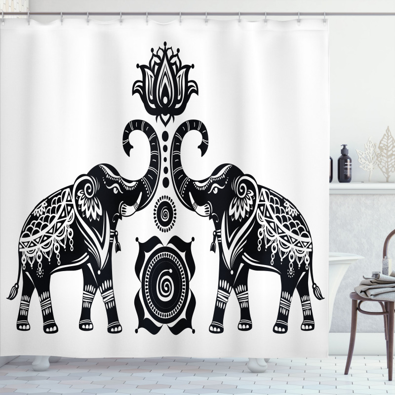 Elephants and Lotus Shower Curtain