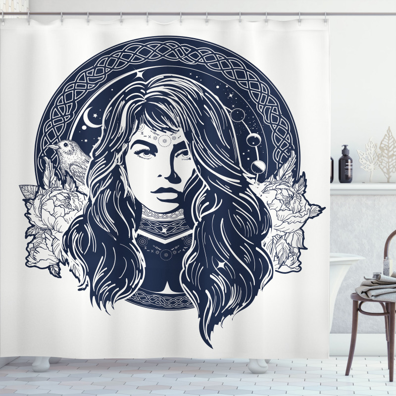 Occult Woman Portrait Shower Curtain