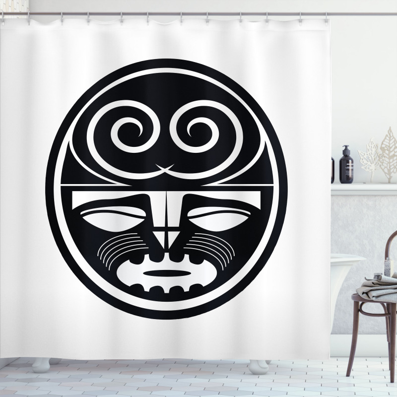 Black Maori Mask Design Shower Curtain