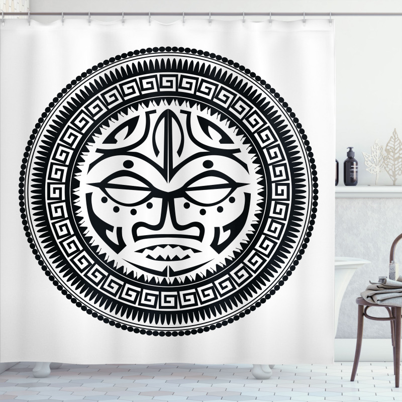 Maori Face Mask Shower Curtain