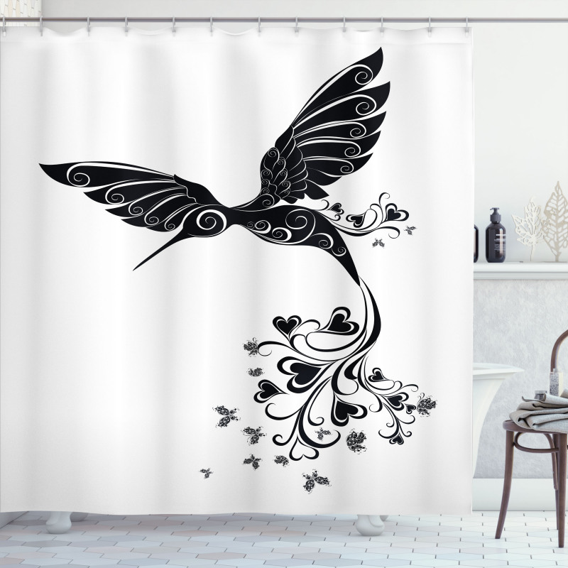 Hummingbird Heart Shower Curtain
