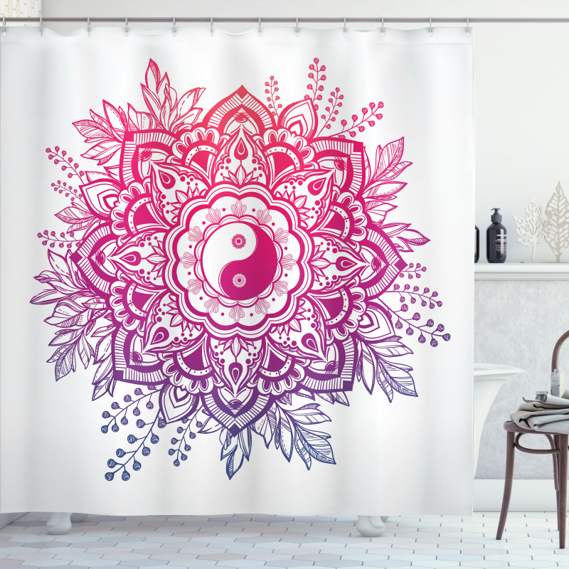 Floral Yin Yang Sign Shower Curtain