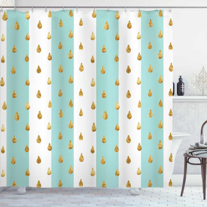 Drops on Bold Stripes Shower Curtain