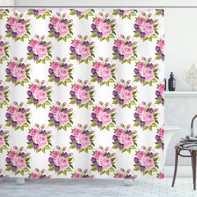 Buds Violet Pansies Shower Curtain