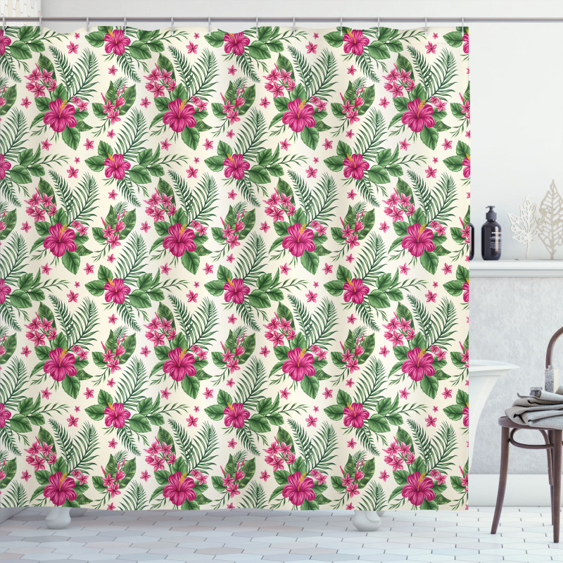 Plumeria and Hibiscus Shower Curtain