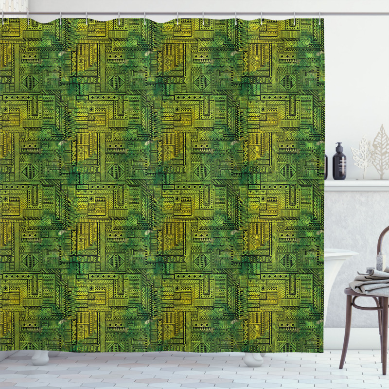 Tribal Style Geometry Shower Curtain