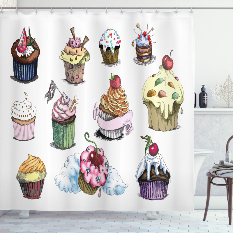 Yummy Cupcake Medley Shower Curtain