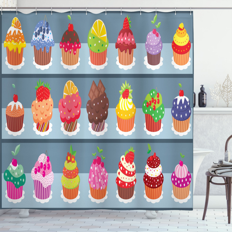 Multilayered Muffin Shower Curtain