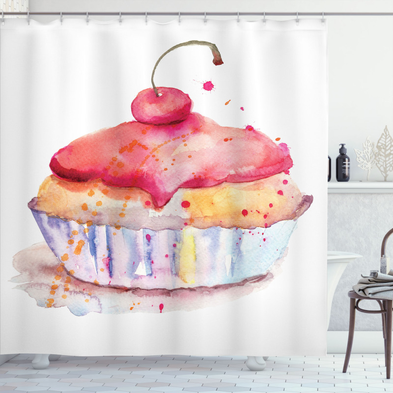 Ink Splatter Cupcake Shower Curtain