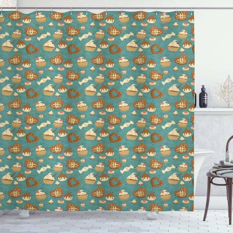 Hearty Cupcake Medley Shower Curtain