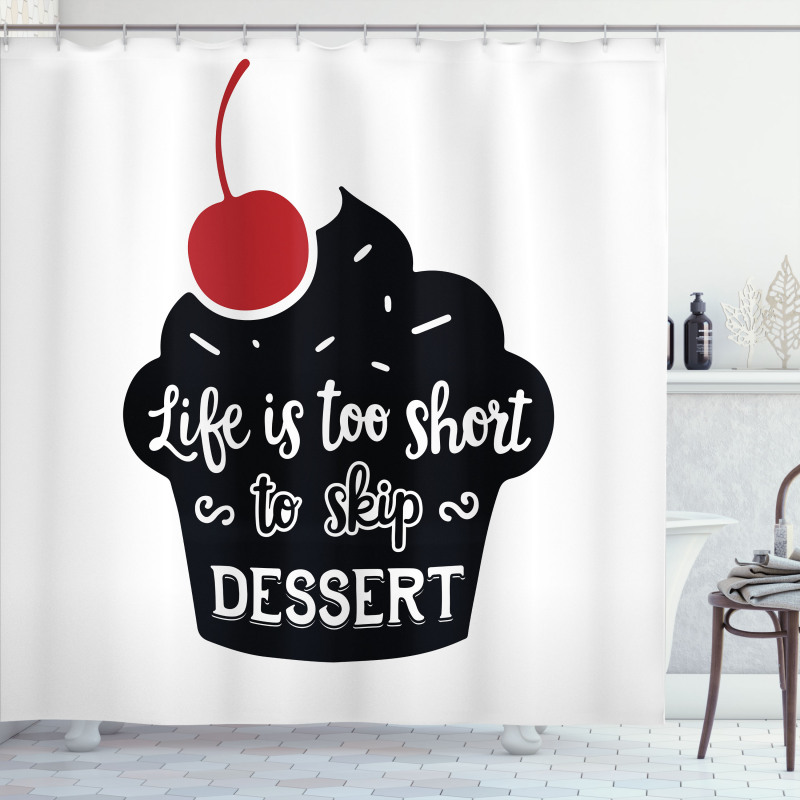 Muffin Silhouette Words Shower Curtain