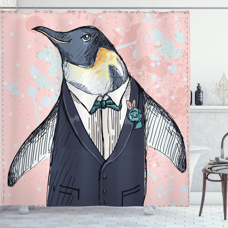 Funny Gentleman Penguin Shower Curtain