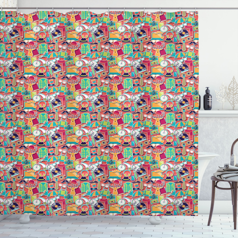 Funky Urban Elements Shower Curtain