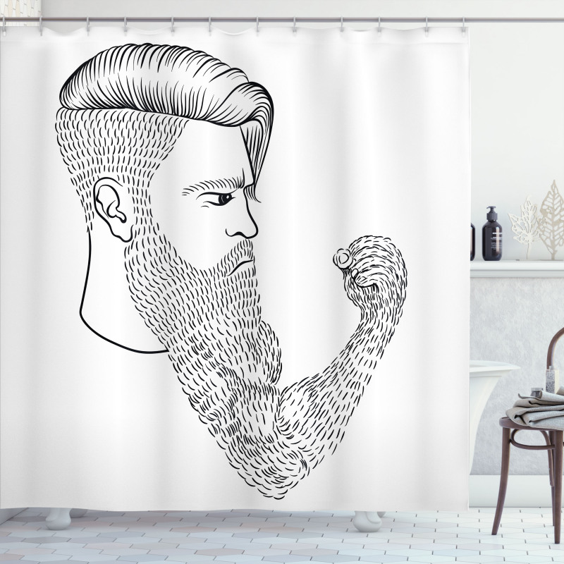 Serious Man Fist Beard Shower Curtain