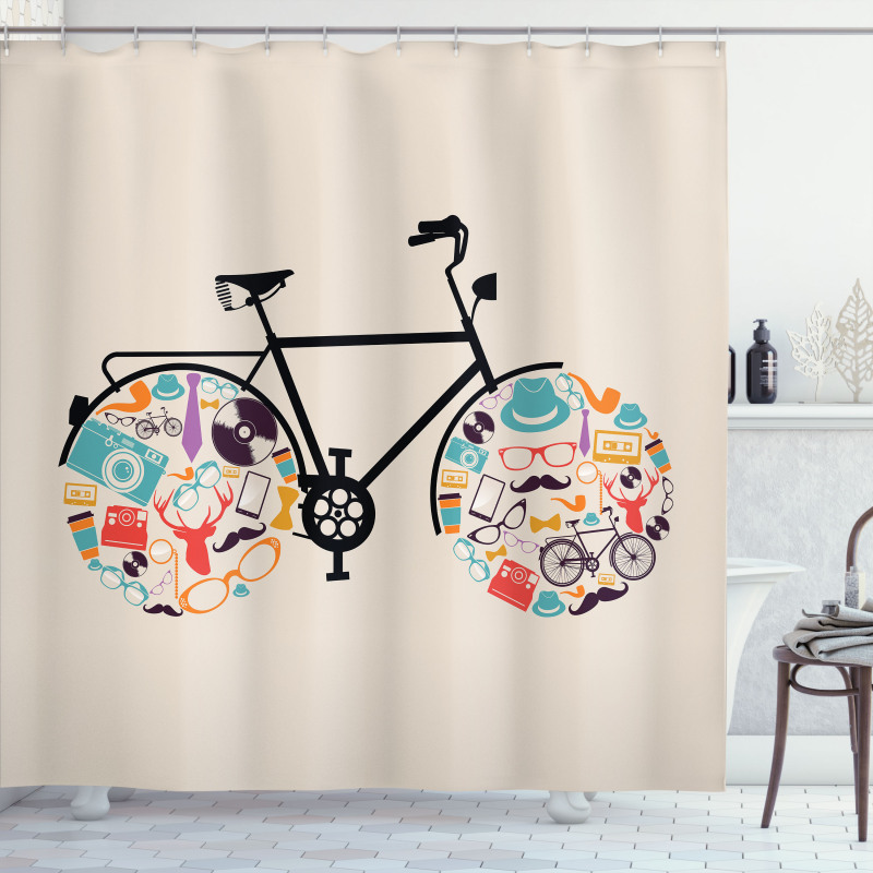 Bike with Retro Shower Curtain