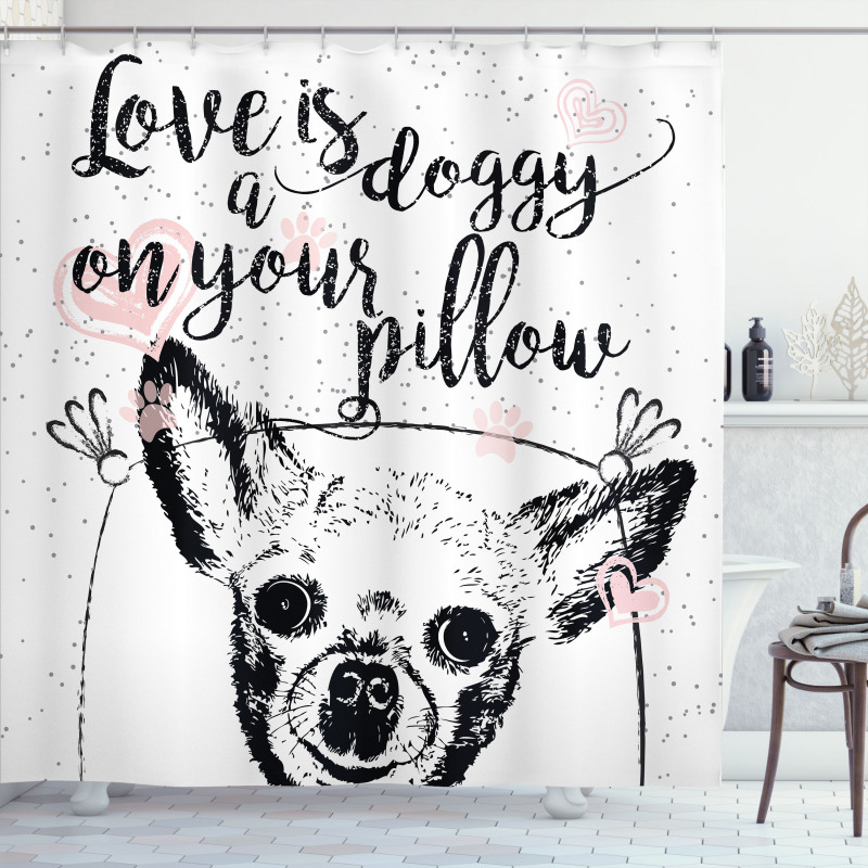 Love Dogs Grungy Shower Curtain