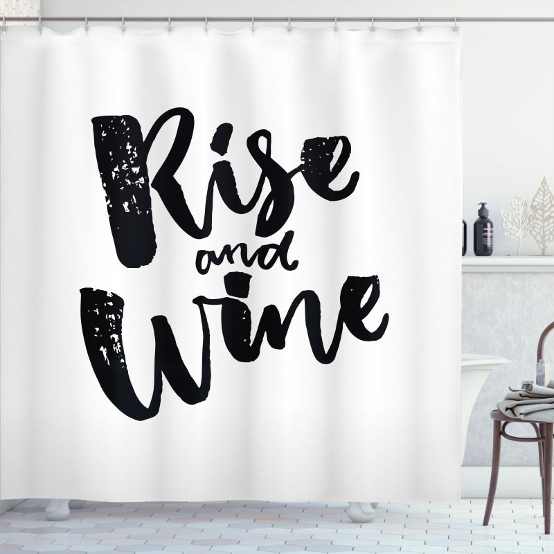 Rise and Wine Words Shower Curtain
