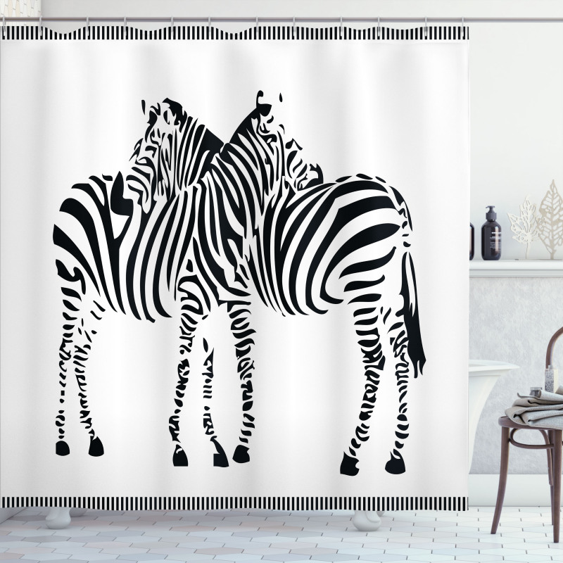2 Zebras Silhouette Shower Curtain