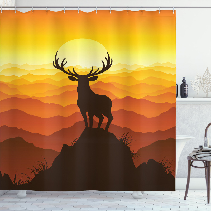 Deer Sunset Mountains Shower Curtain