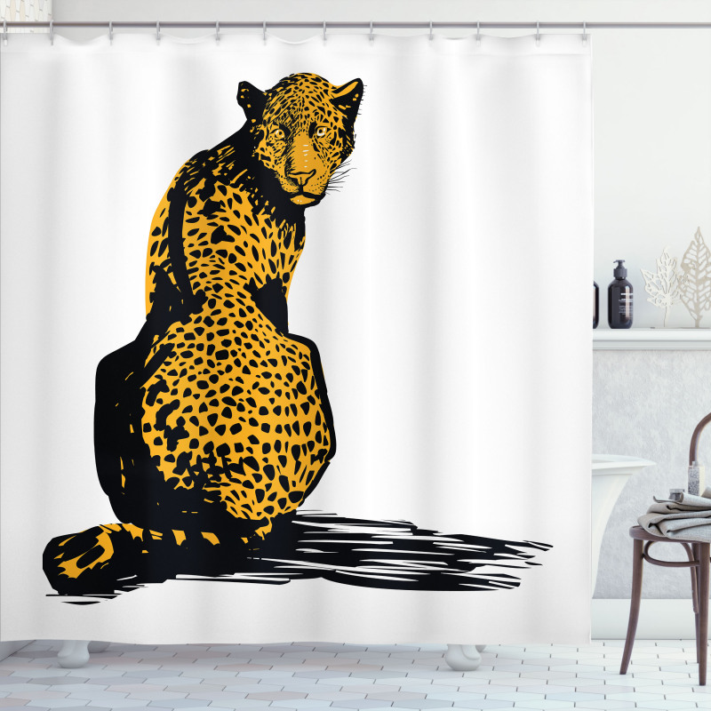 Sketch Leopard Shadow Shower Curtain