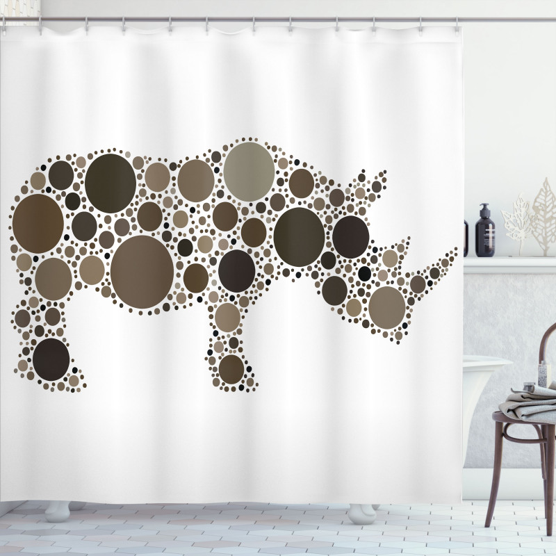 Rhino Dots Silhouette Shower Curtain