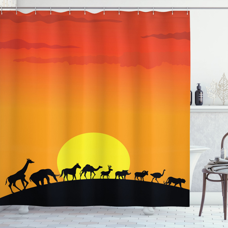 Animals Sun Silhouette Shower Curtain