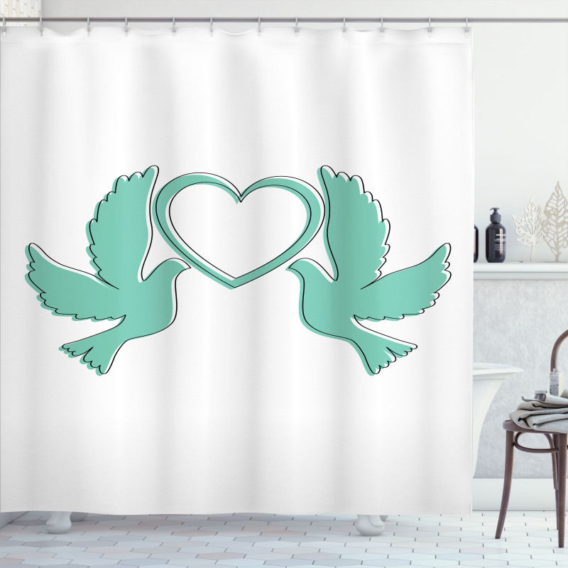 Doves and a Heart Shower Curtain