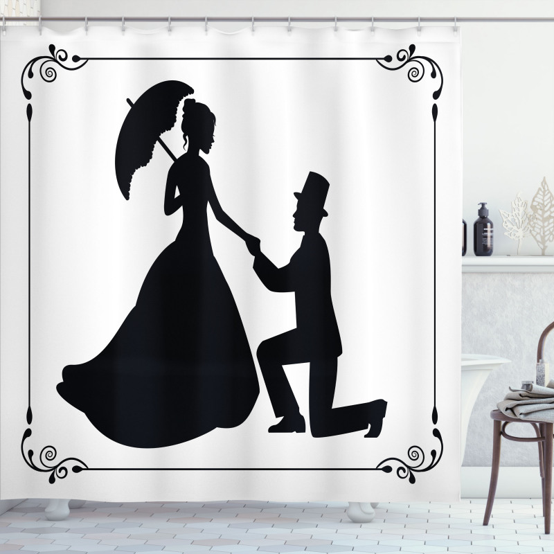 Marriage Proposal Shower Curtain