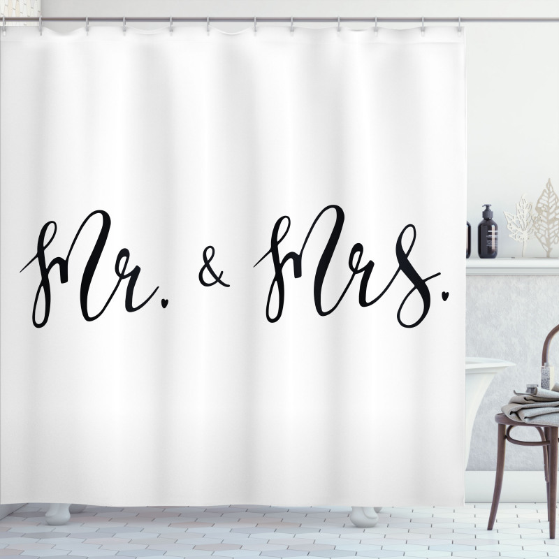 Mr and Mrs Text Shower Curtain
