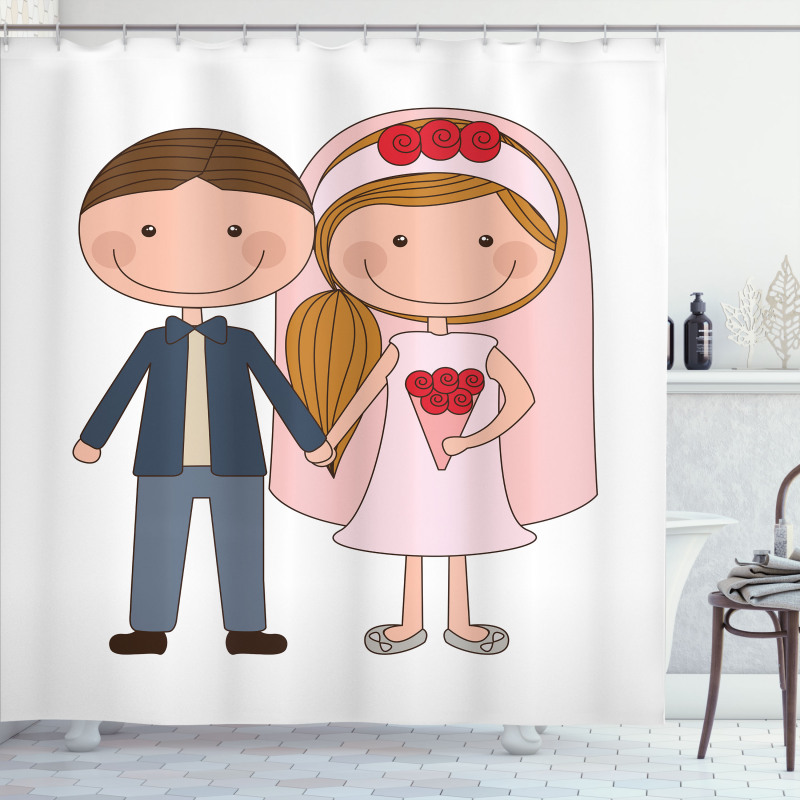 Newlywed Couple Shower Curtain