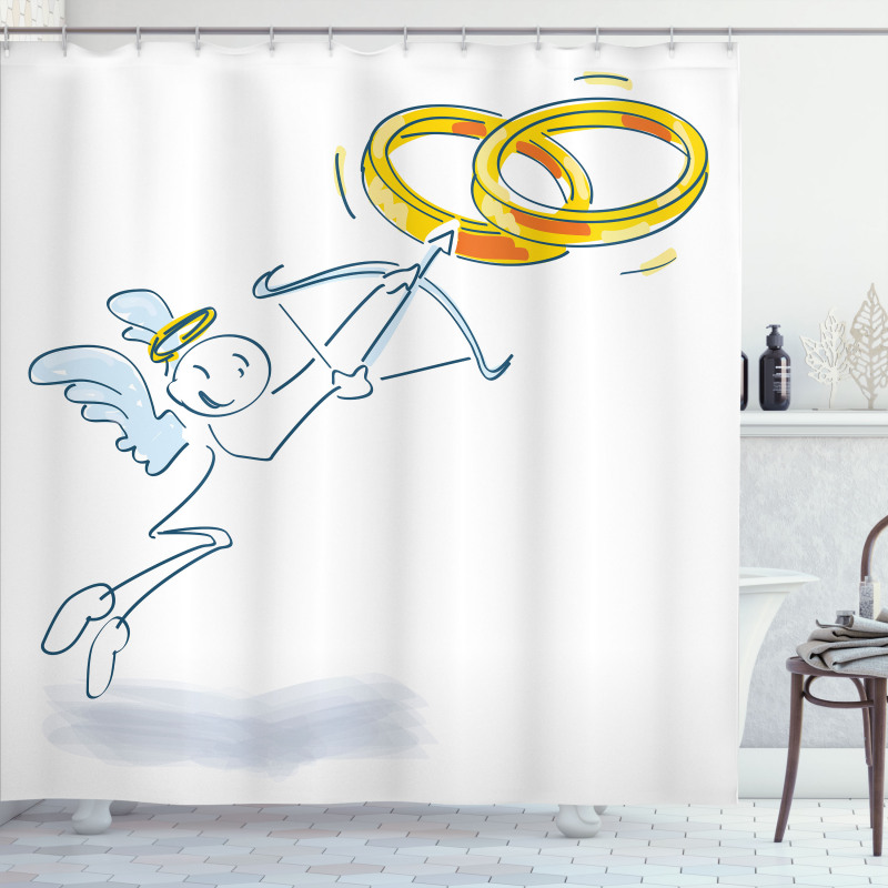 Funny Cupid Stickman Shower Curtain