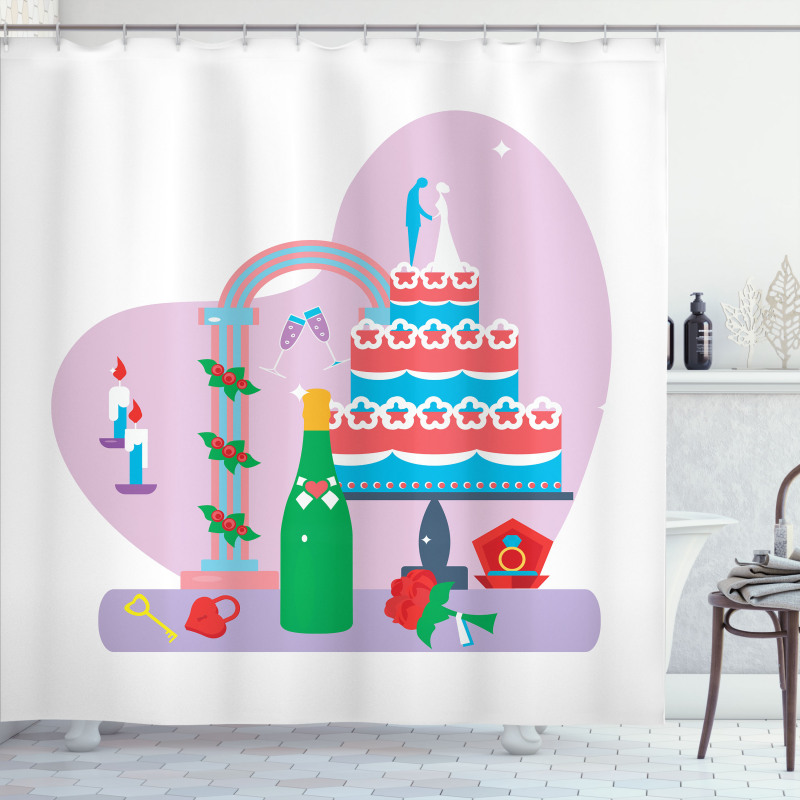 Bridecake and Wine Shower Curtain