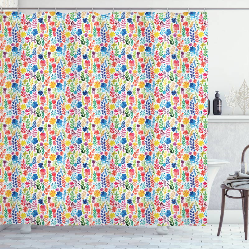 Tulips Roses and Pansies Shower Curtain