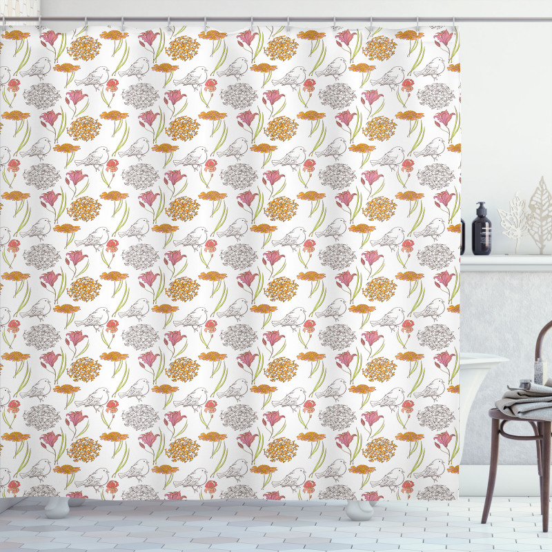 Spring Themed Foliage Shower Curtain