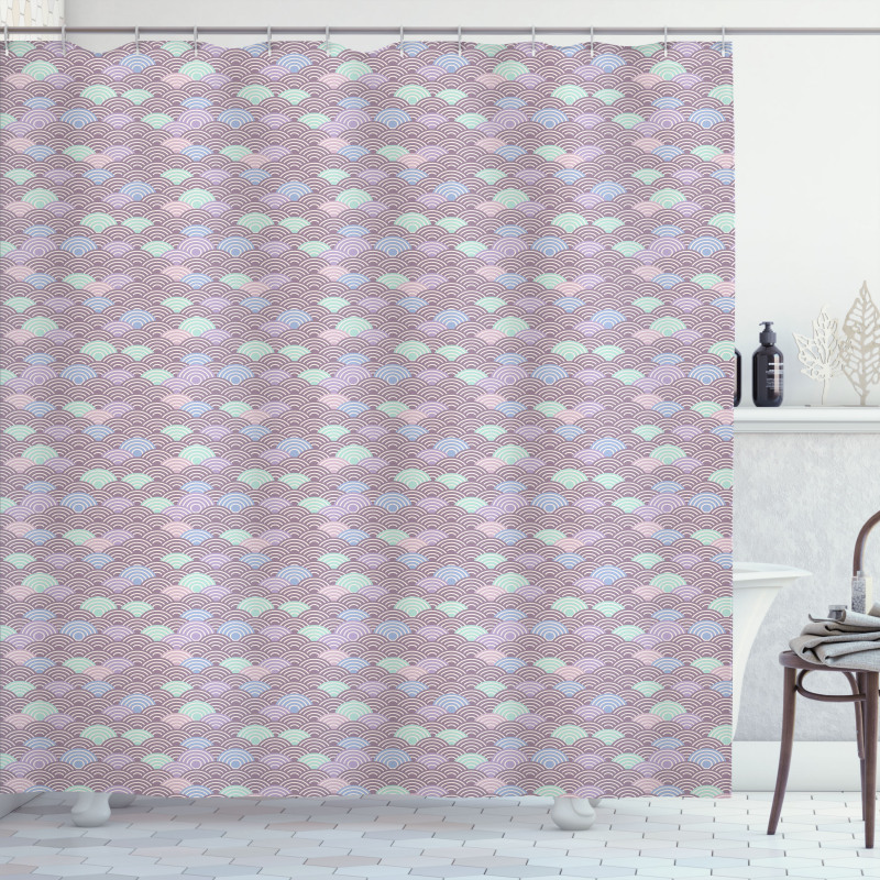 Japanese Wave Pastel Shower Curtain