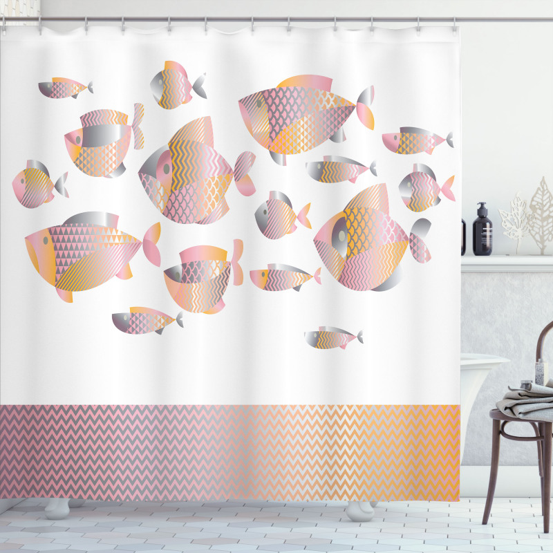 Modern Sea Animal Zigzag Shower Curtain