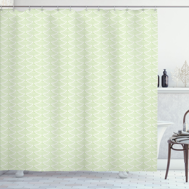 Green Arcs of Stars Shower Curtain