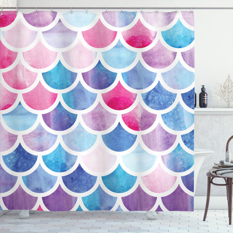 Pastel Mermaid Pattern Shower Curtain