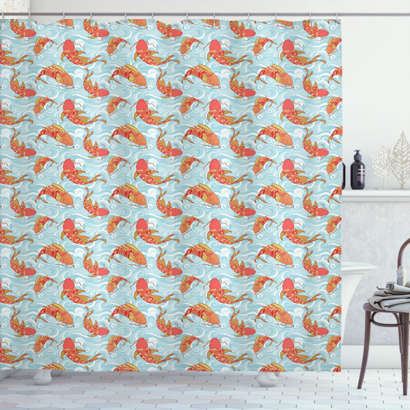 Japanese Carps in the Sea Shower Curtain