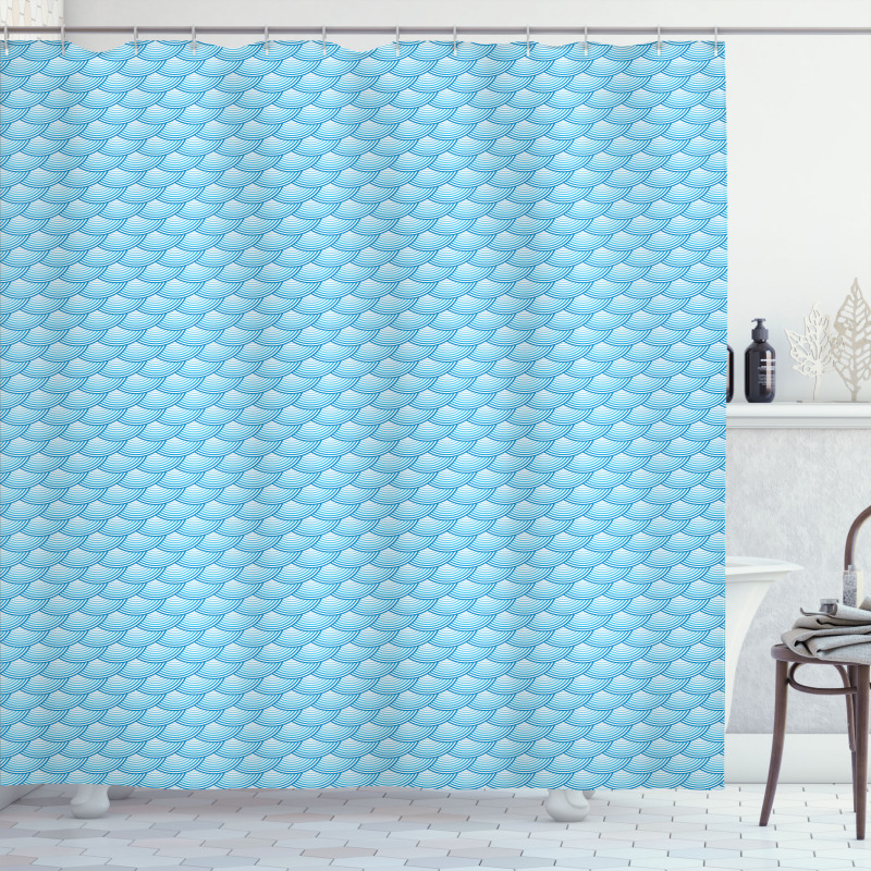 Retro Blue Ombre Shower Curtain