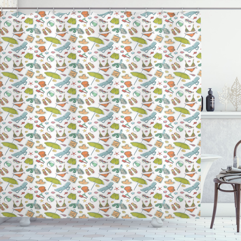 Retro Summer Beach Shower Curtain