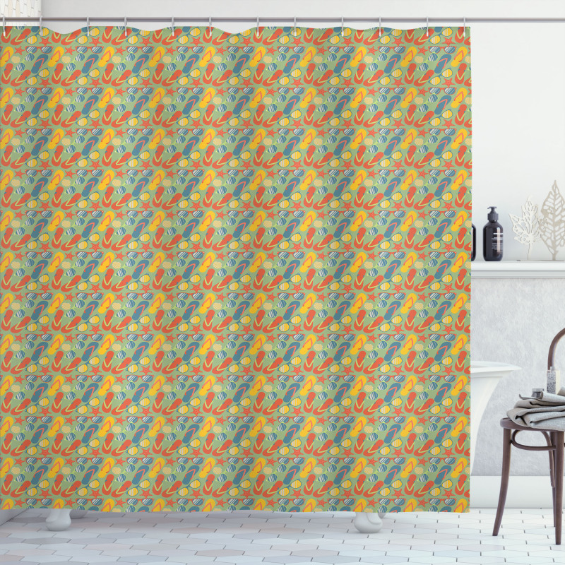 Starfishes Seashells Shower Curtain