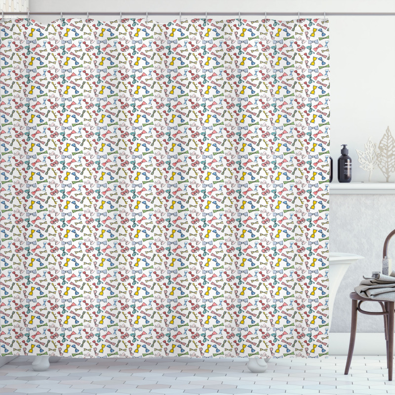Colorful Bowties Doodle Shower Curtain