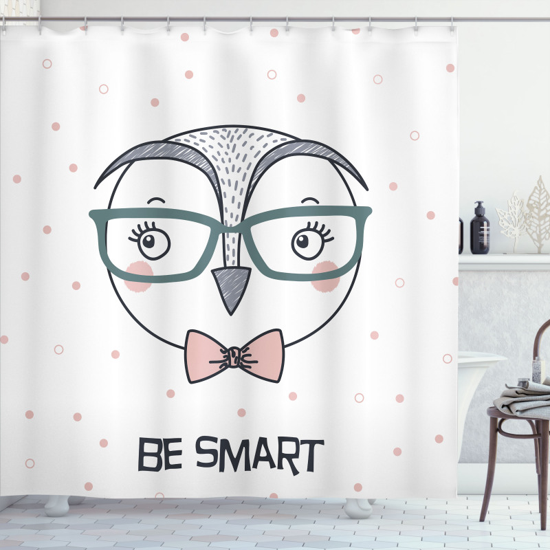 Cartoon Smart Owl Boy Shower Curtain