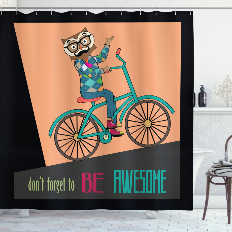 Motivational Words and Owl Shower Curtain