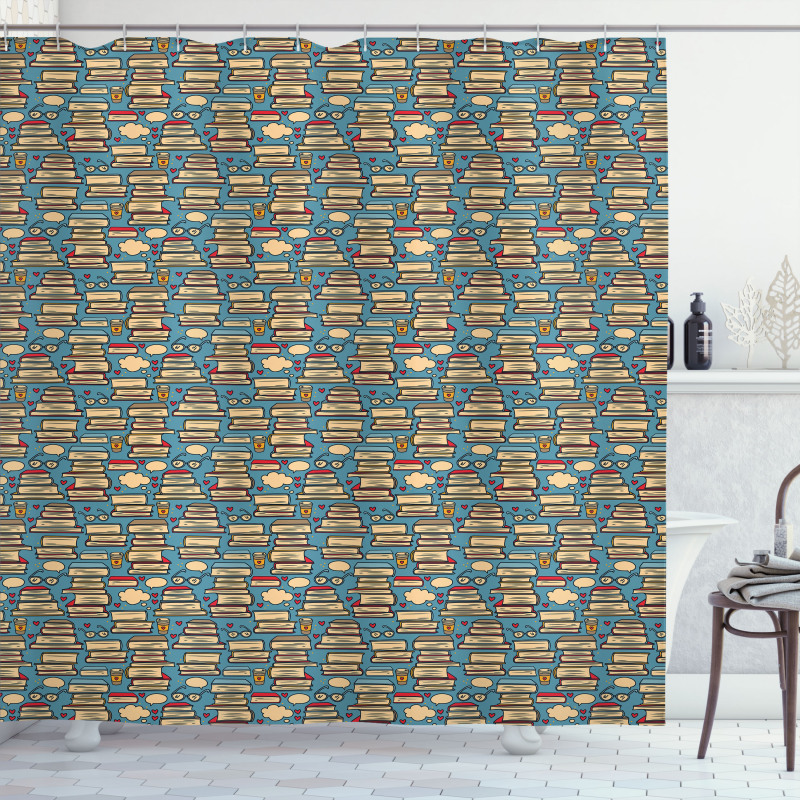 Stack of Books Coffee Shower Curtain