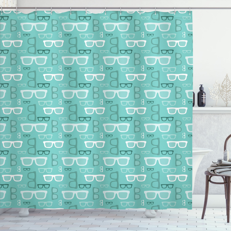 Silhouette Doodle Glasses Shower Curtain
